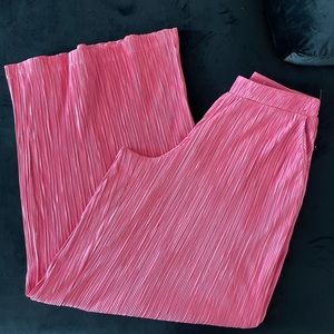 Pink Pleated Wide Leg Pants